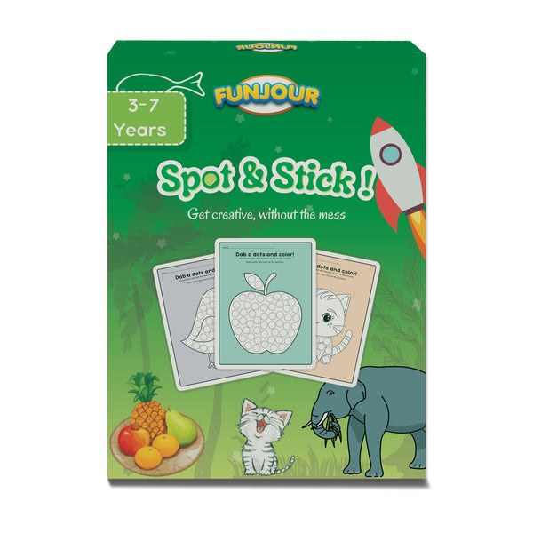 Spot & Stick Mix Up, Stickering Activity Game, Activity Gift for Kids Craft Activity for Ages 3-7 Year(Fruit & Animal)