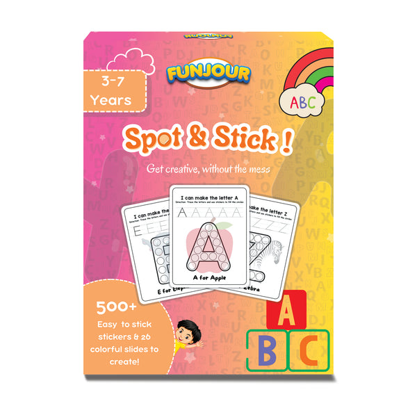 Spot & Stick A to Z Alphabet ABCD Learning educationl Game for Kids Ages 3 to 7, Stickering Activity Game Gift for Kids (A to Z Alphabet)