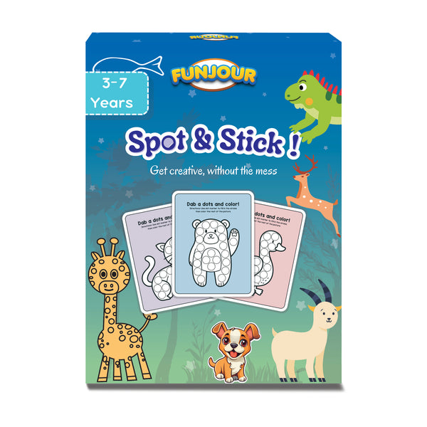 Spot & Stick Animals, Stickering Activity Game, Animal Learning Game, Activity Gifts for Kids, Craft Activity for Ages 3-7 Year (Animal)