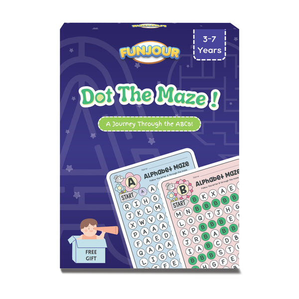 Dot The Maze A to Z Alphabet ABCD Learning Game, Alphabet Maze Gift for Ages 3 to 7, Craft Activity Game, Educational Game(A to Z Maze)