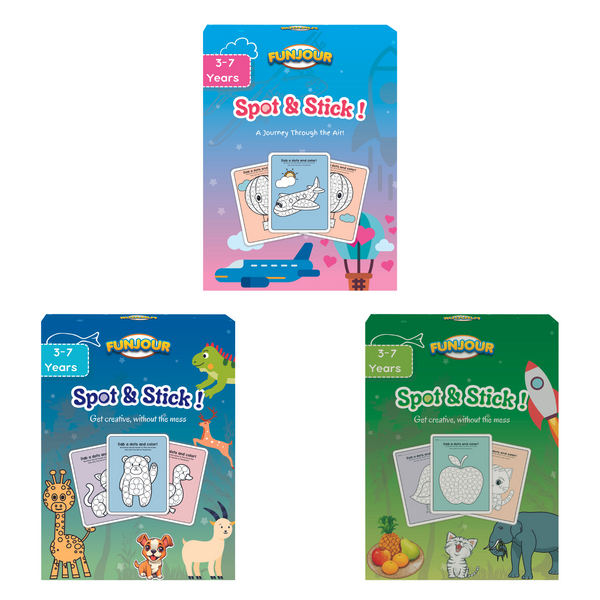 Spot & Stick Flying Vehical, Animal, Mix Stickering Game Combo Pack